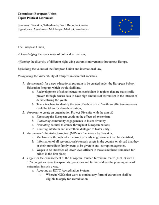 Resolution Cover: EU Political Extremism